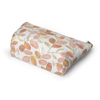 Cherry Plum Leaves Accessory Pouch w T-bottom in Coral
